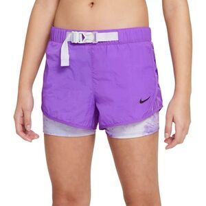 Nike Girls Purple Tempo Tie Dye 2 in 1 Layers Running Shorts Size XL